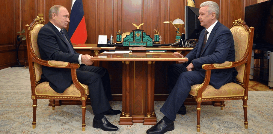 На фото: Мэр Москвы Сергей Собянин и президент России Владимир Путин